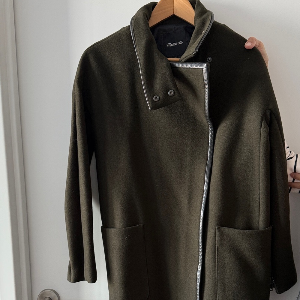 Madewell Olive Outerwear with Snap Collar